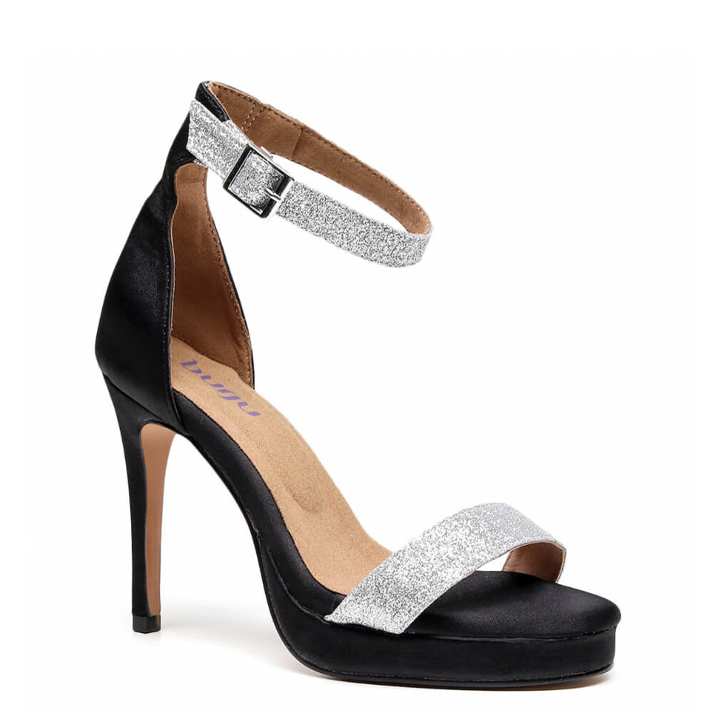 Black and fashion silver shoes heels