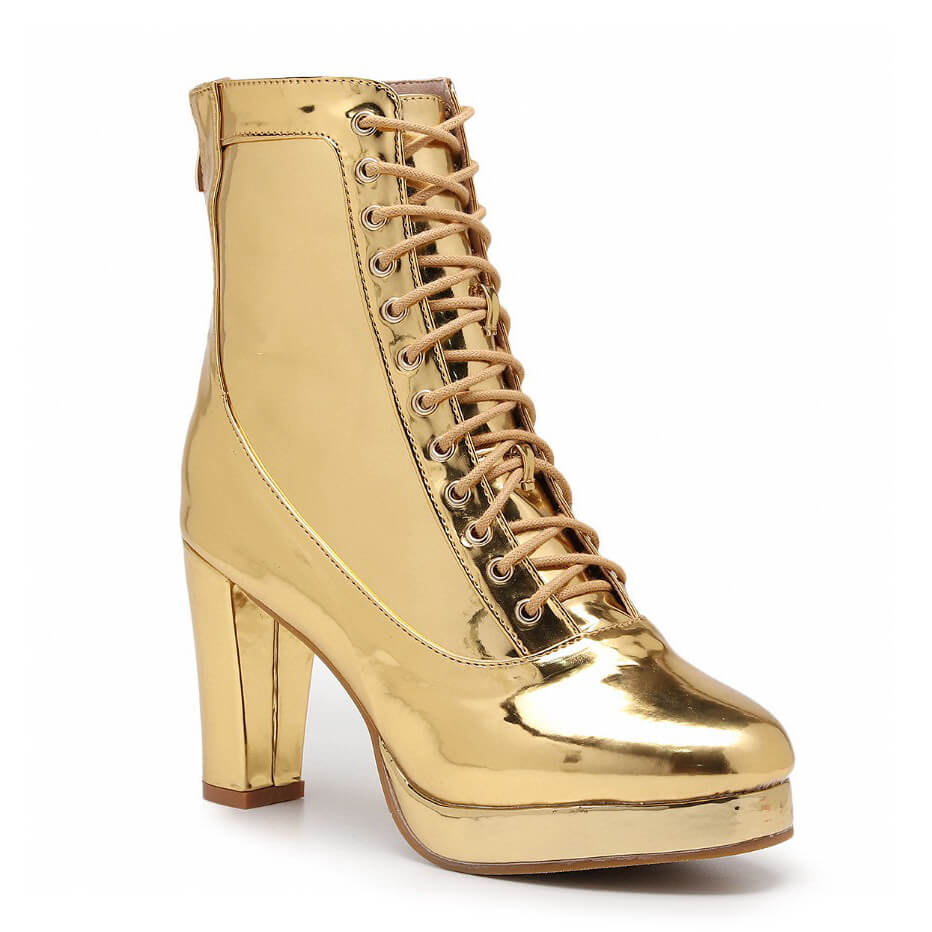 Aadijay - Gold Shiny Vegan Leather  - Rubber Sole