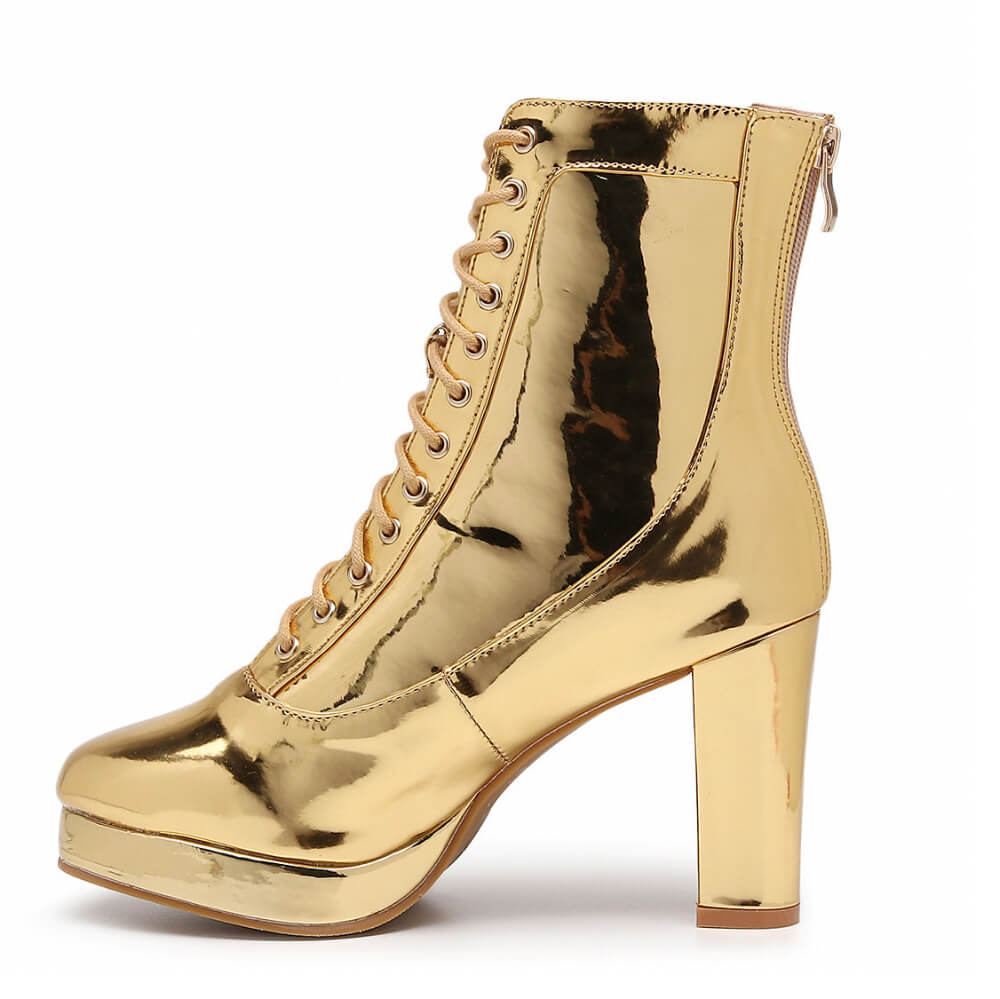 Aadijay - Gold Shiny Vegan Leather  - Rubber Sole