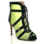 Addison - Black and Neon Green Mesh - Rubber Sole