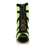 Addison - Black and Neon Green Mesh - Rubber Sole