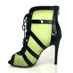 Addison - Black and Neon Green Mesh - Rubber Sole