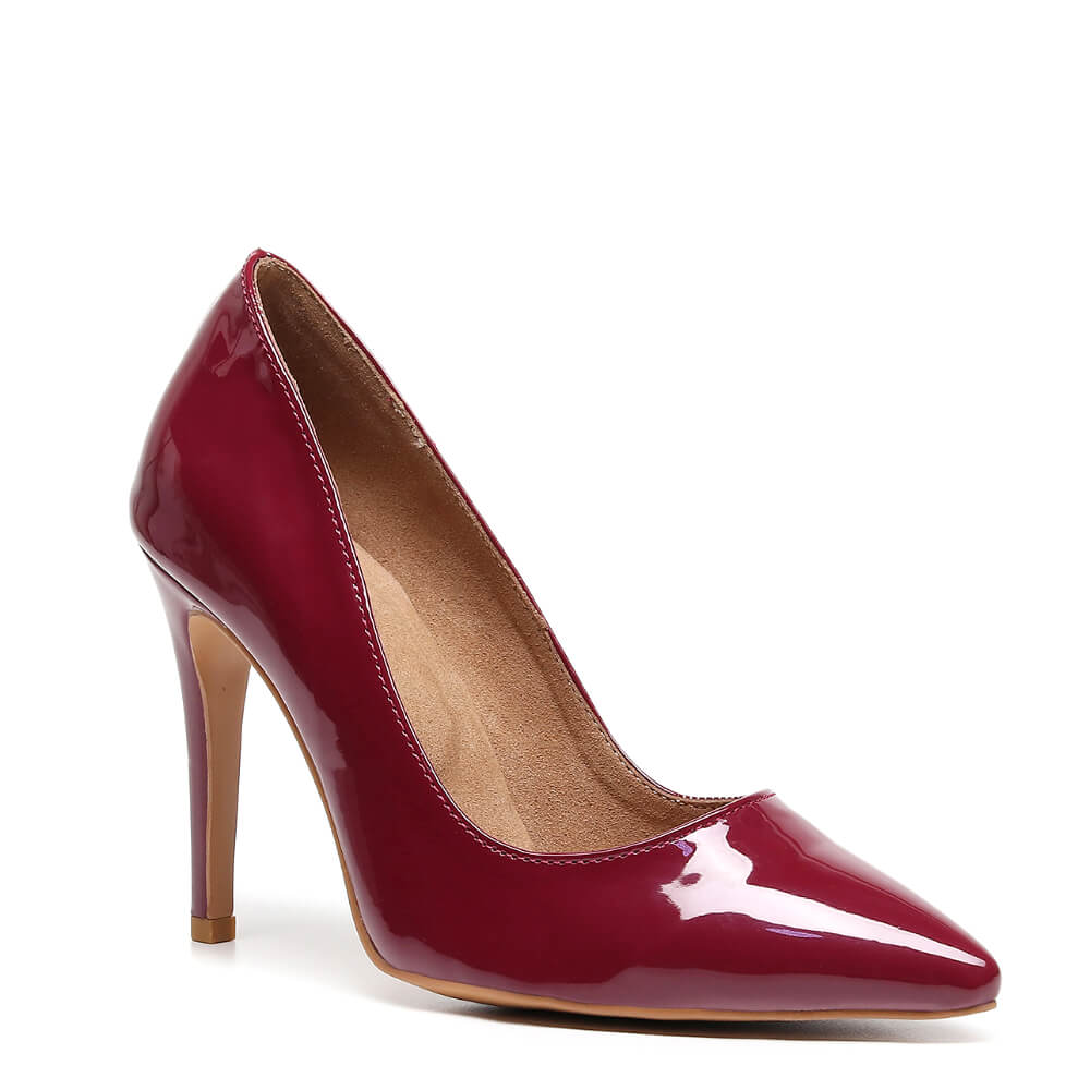 Adira - Burgundy Vegan Patent  - Street Sole