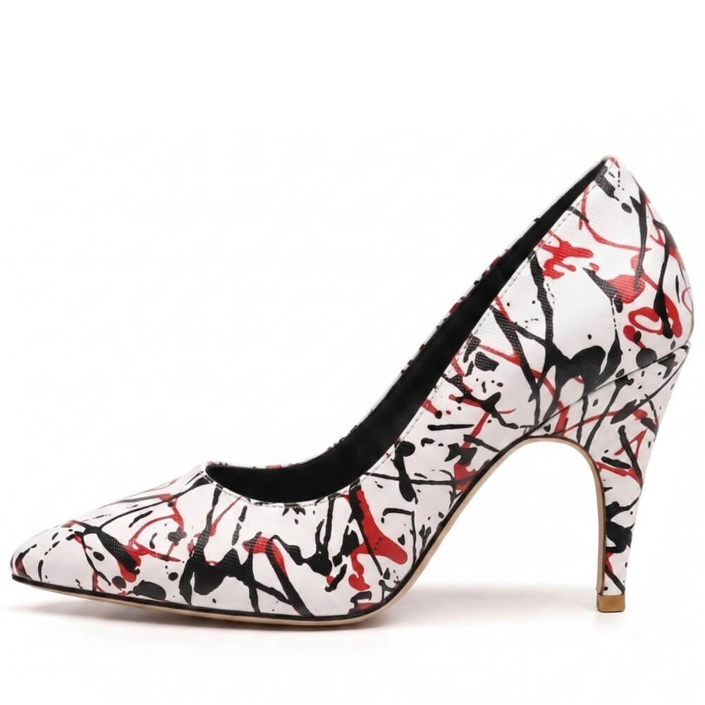 Adira Pattern - Red, Black and White Paint Splash - Street Sole