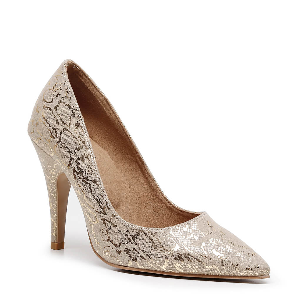 Adira Pattern - Light Tan Metallic Reptile - Street Sole