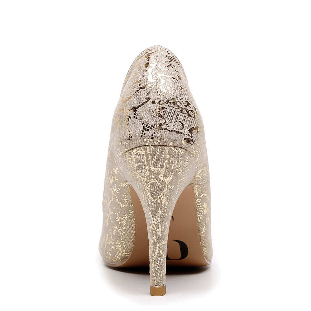 Adira Pattern - Light Tan Metallic Reptile - Street Sole