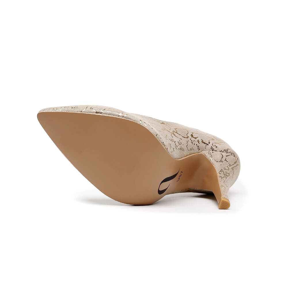 Adira Pattern - Light Tan Metallic Reptile - Street Sole