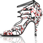 Alemana - Red, Black and White Paint Splash - Suede Sole - Dance Floor Only