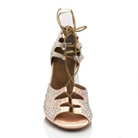 Alemana Crystal - Light Tan Satin - Street Sole