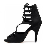 Amalia - Black Vegan Suede - Suede Sole - Dance Floor Only