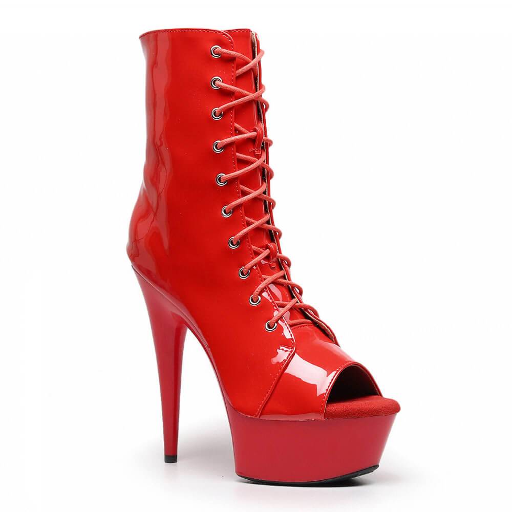 Red Open Toe Booties Burju Shoes