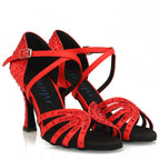Ari - Satin de soie rouge - Semelle en daim