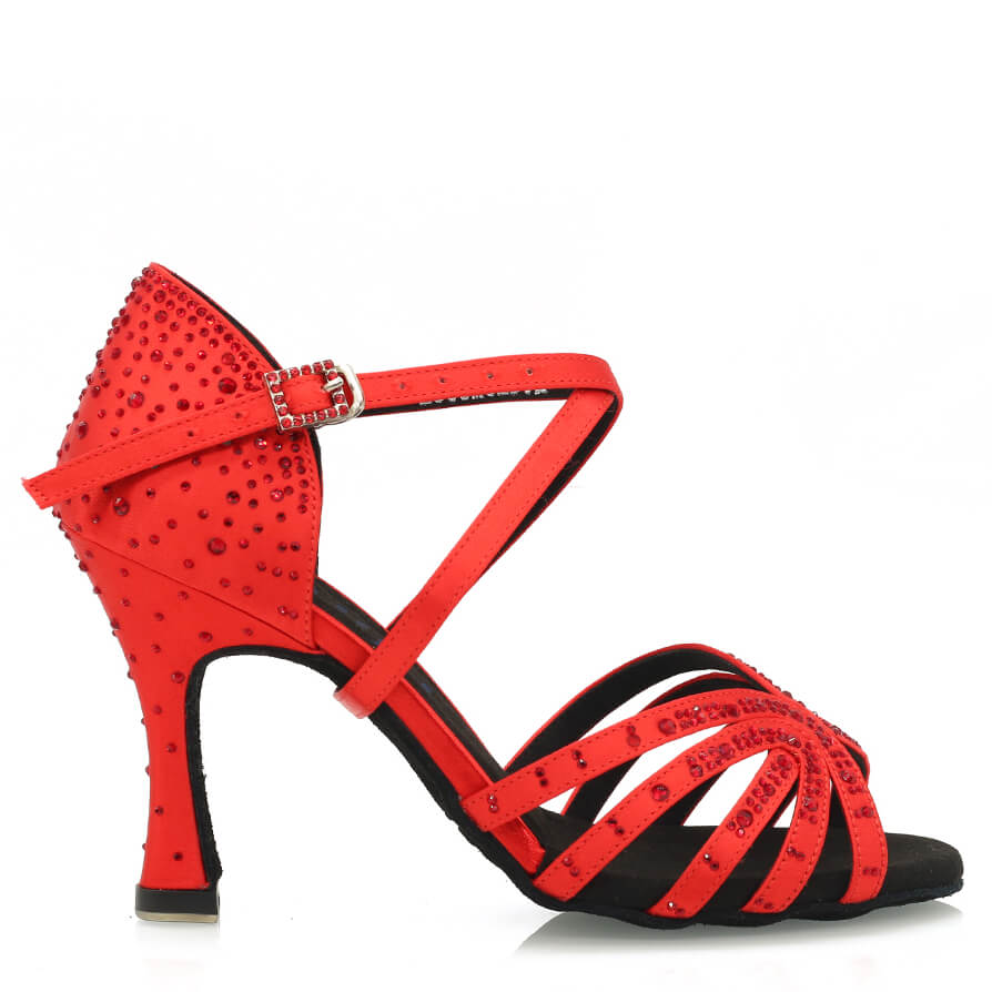 Ari - Satin de soie rouge - Semelle en daim