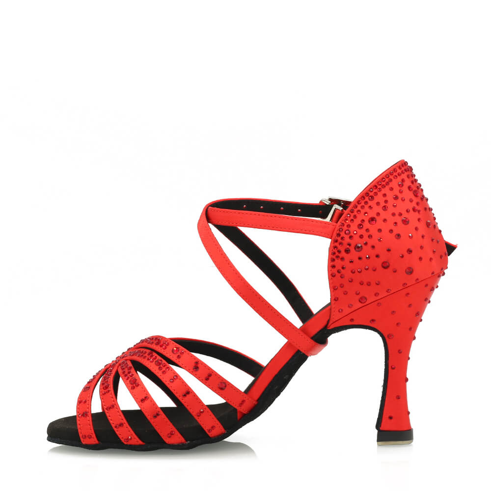 Ari - Satin de soie rouge - Semelle en daim