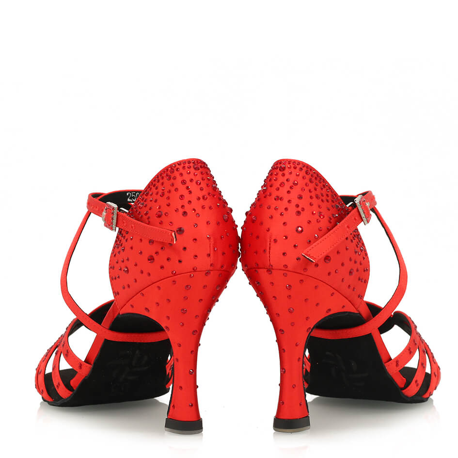 Ari - Satin de soie rouge - Semelle en daim