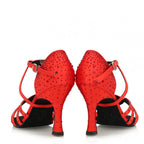 Ari - Satin de soie rouge - Semelle en daim
