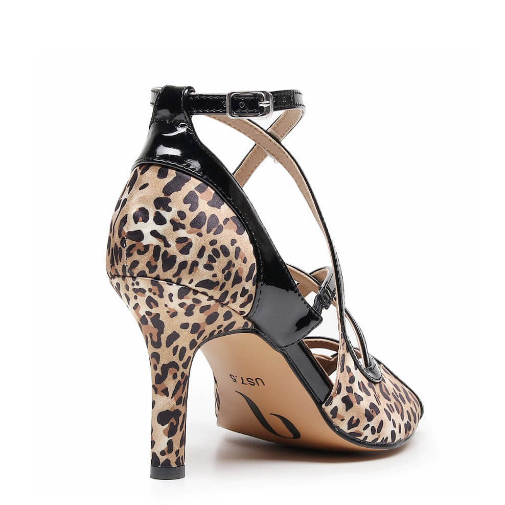 Arlette Wide Fit - Leopard Satin - Suede Sole