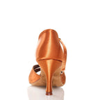 Leyla - Tan Satin - Suede Sole - Dance Floor Only