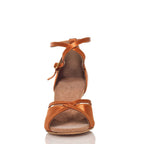 Linked - Tan Satin - Suede Sole - Dance Floor Only