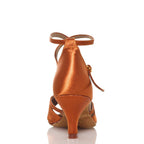 Linked - Tan Satin - Suede Sole - Dance Floor Only