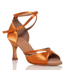Linked - Tan Satin - Suede Sole - Dance Floor Only