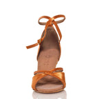 Linked - Tan Satin - Suede Sole - Dance Floor Only