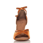 Linked - Tan Satin - Suede Sole - Dance Floor Only