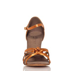 Leyla - Tan Satin - Suede Sole - Dance Floor Only