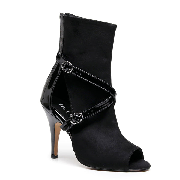 Beatrix - Black Patent and Vegan Suede - Street Sole