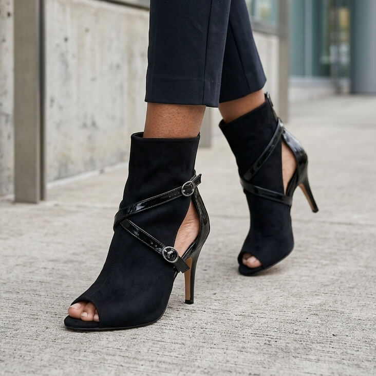 Beatrix - Vernis noir et daim végan - Semelle Street
