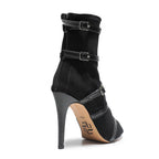 Beauty Ankle Bootie - Black Vegan Stretch Suede - Street Sole