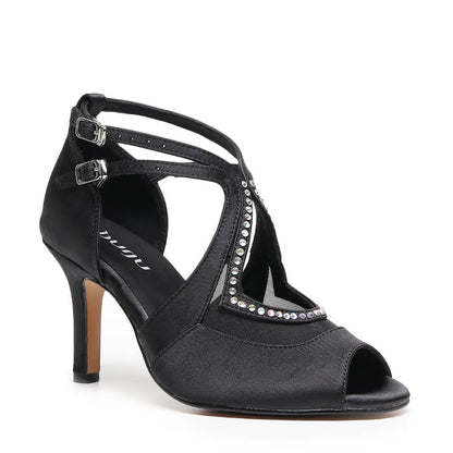 Brittanee Wide Fit - Black Satin - Street Sole