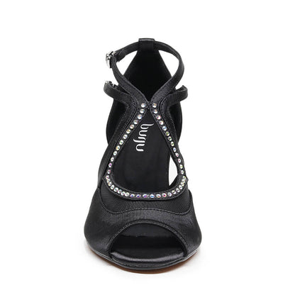 Brittanee Wide Fit - Black Satin - Street Sole