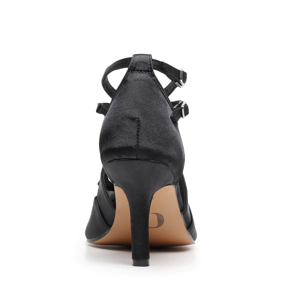 Brittanee Wide Fit - Black Satin - Street Sole