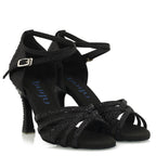 Calais - Satin de soie noir - Semelle en daim