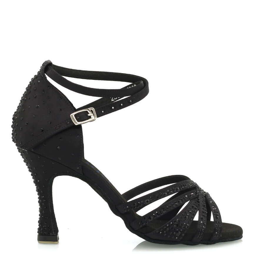 Calais - Satin de soie noir - Semelle en daim