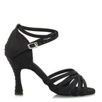 Calais - Satin de soie noir - Semelle en daim