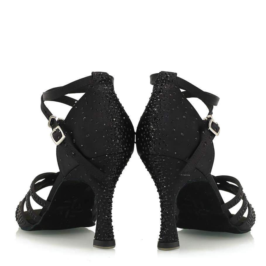 Calais - Satin de soie noir - Semelle en daim