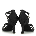 Calais - Satin de soie noir - Semelle en daim