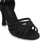 Calais - Satin de soie noir - Semelle en daim