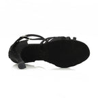 Calais - Satin de soie noir - Semelle en daim