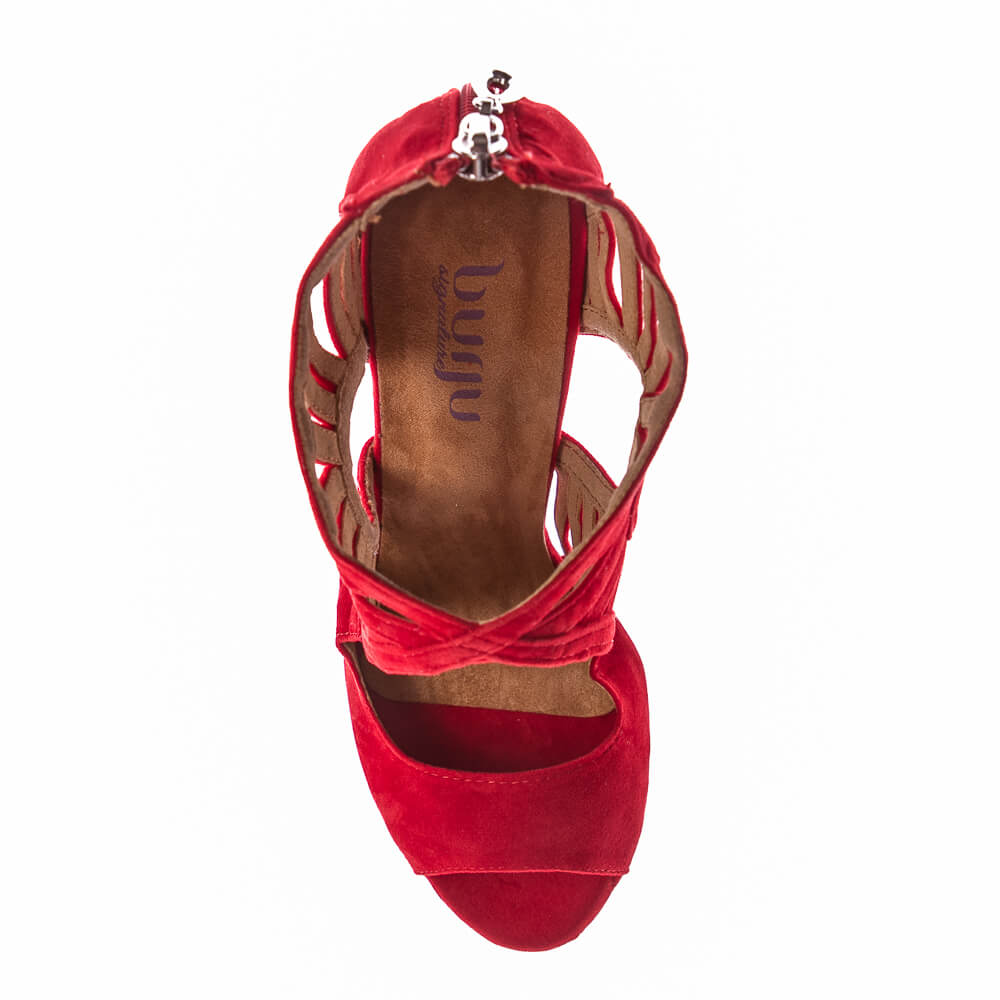 Camila - Red Vegan Suede - Suede Sole - Dance Floor Only