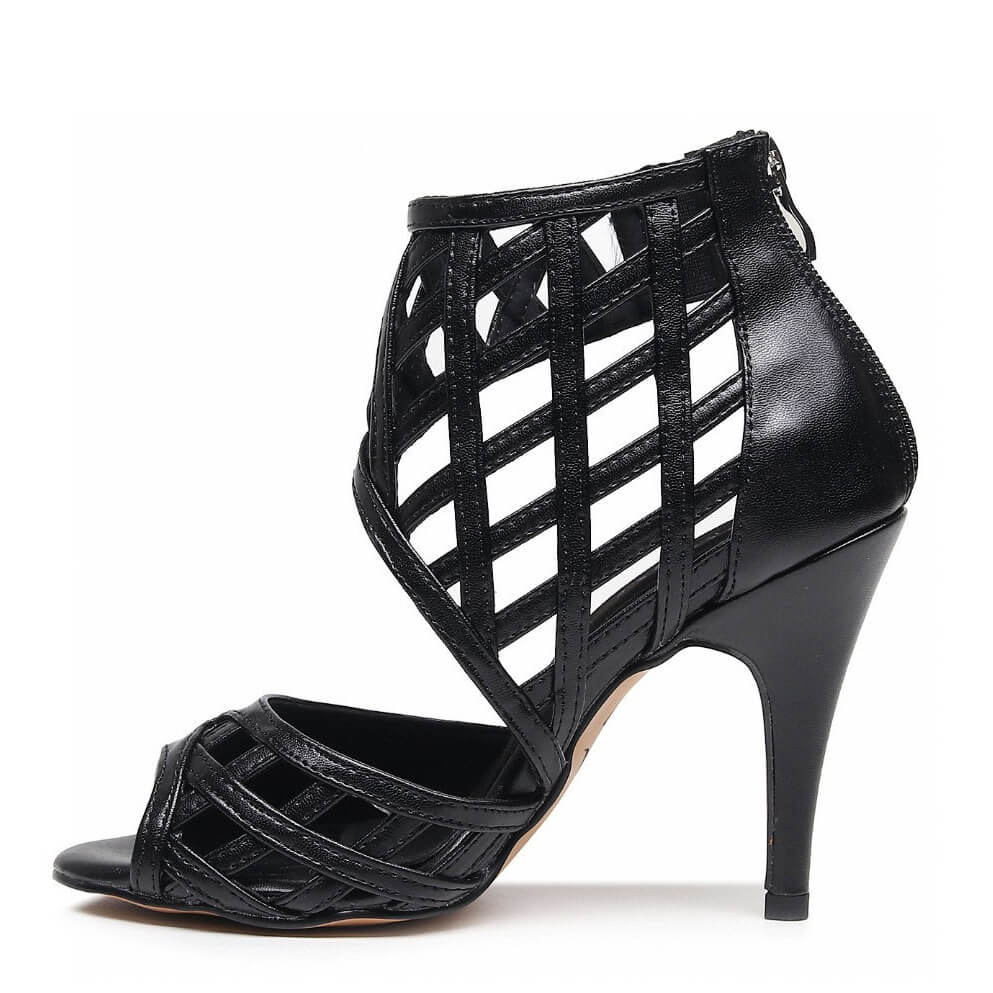 Caressa - Black Vegan Leather - Street Sole