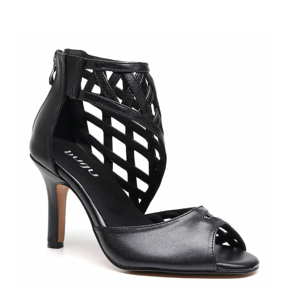 Caressa Wide Fit - Black Vegan Leather   - Street Sole