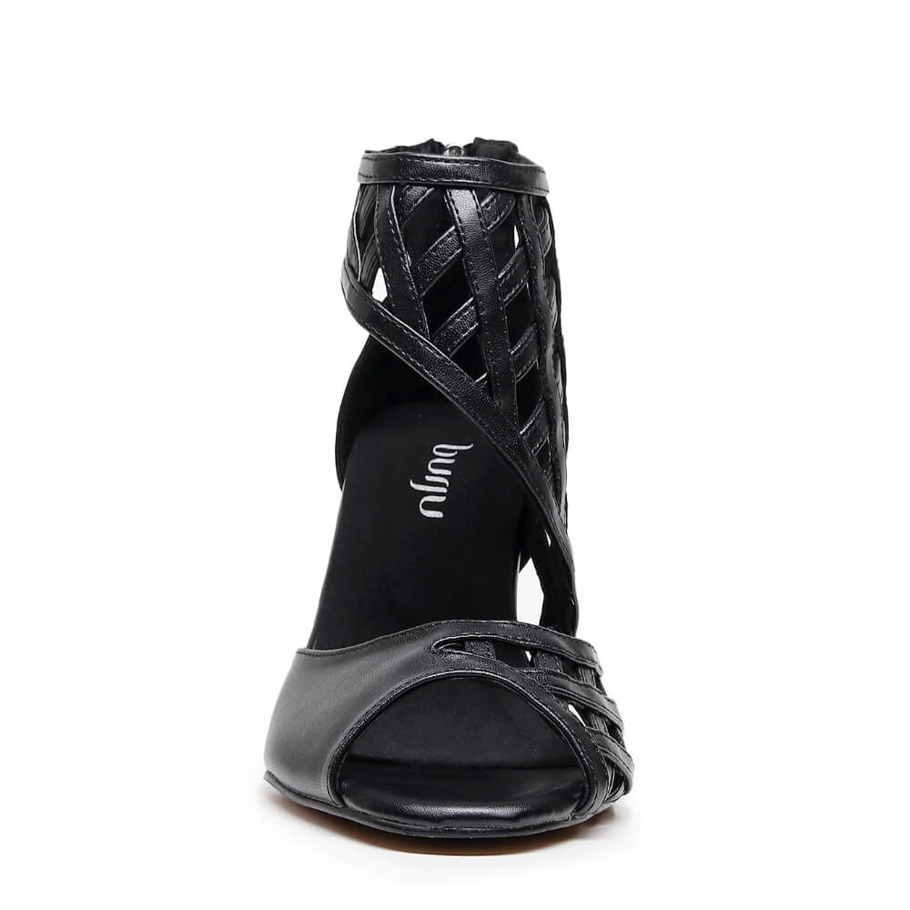 Caressa Wide Fit - Black Vegan Leather   - Street Sole