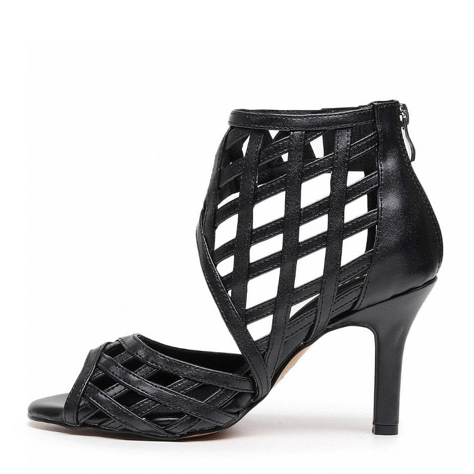 Caressa Wide Fit - Black Vegan Leather   - Street Sole