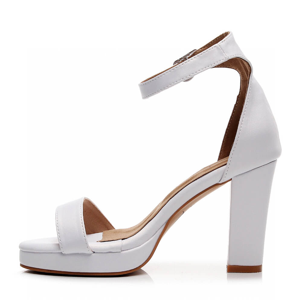 Chloe Chunky - White Vegan Leather - 4" Chunky