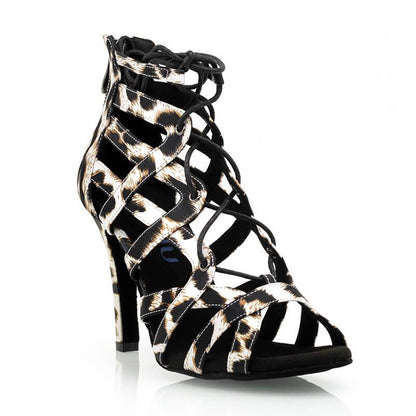 Cita - Leopard Satin - Suede Sole - Dance Floor Only