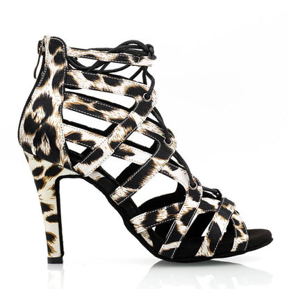 Cita - Leopard Satin - Suede Sole - Dance Floor Only