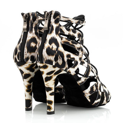 Cita - Leopard Satin - Suede Sole - Dance Floor Only